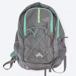 The North Face Jester Laptop Backpack Gray/Green Hiking Camping Climbing